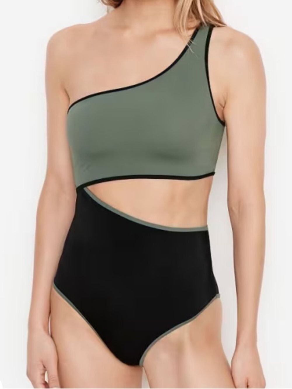 Victoria's Secret Black Swimwear Small Olive Trim